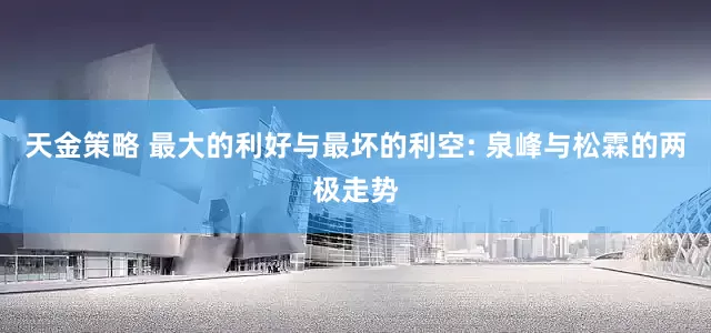 天金策略 最大的利好與最壞的利空: 泉峰與松霖的兩極走勢