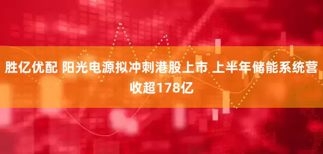 勝億優配 陽光電源擬沖刺港股上市 上半年儲能系統營收超178億